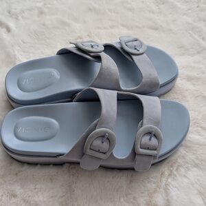 Vionic Women's Light Blue Double Buckle Platform Sandals